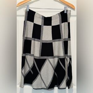Sioni Studio Women's Checkered Plaid Black & Gray Fit Flare Knit Skirt Size XL